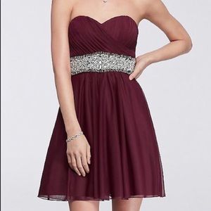 Strapless Burgundy Mini Cocktail Dress